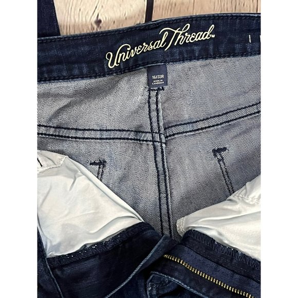 Universal Threads Dark Blue Cropped Jeans Red & White Stripe 16 NEW - Picture 8 of 16